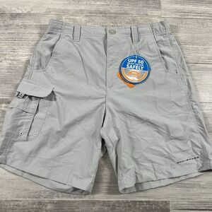 Columbia Men's Small Cargo Shorts Light Grey PFG Bahama Omni-Shade (019)‎ UPF 50